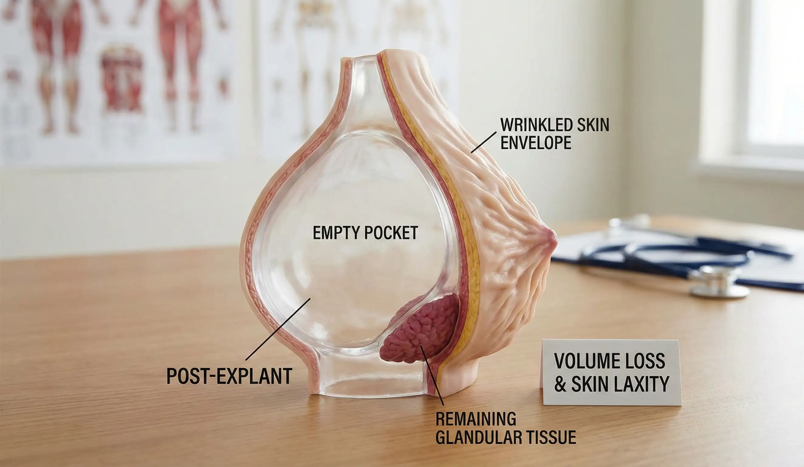 anatomical breast model post explant skin laxity