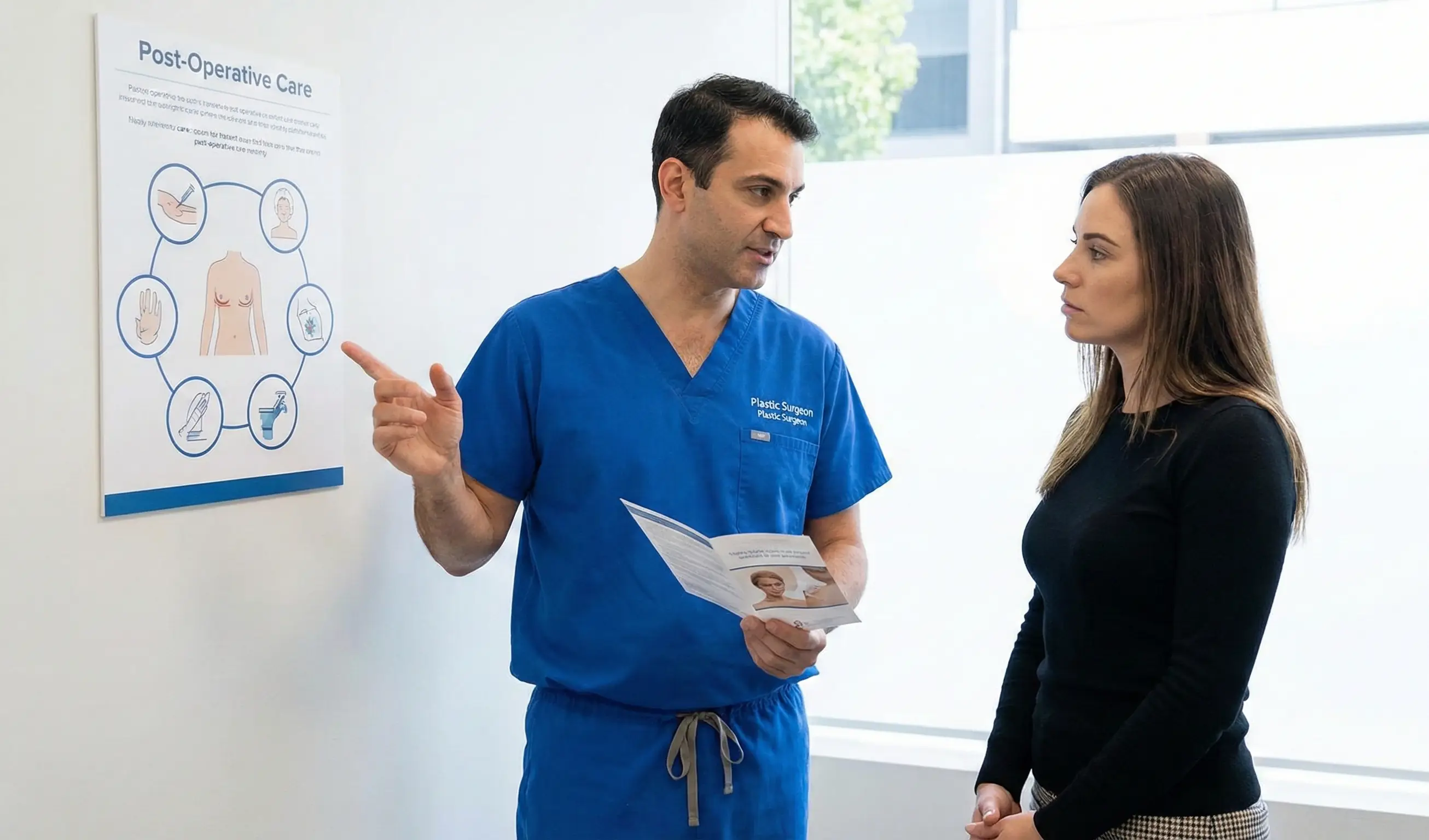 doctor explaining post op care bbl