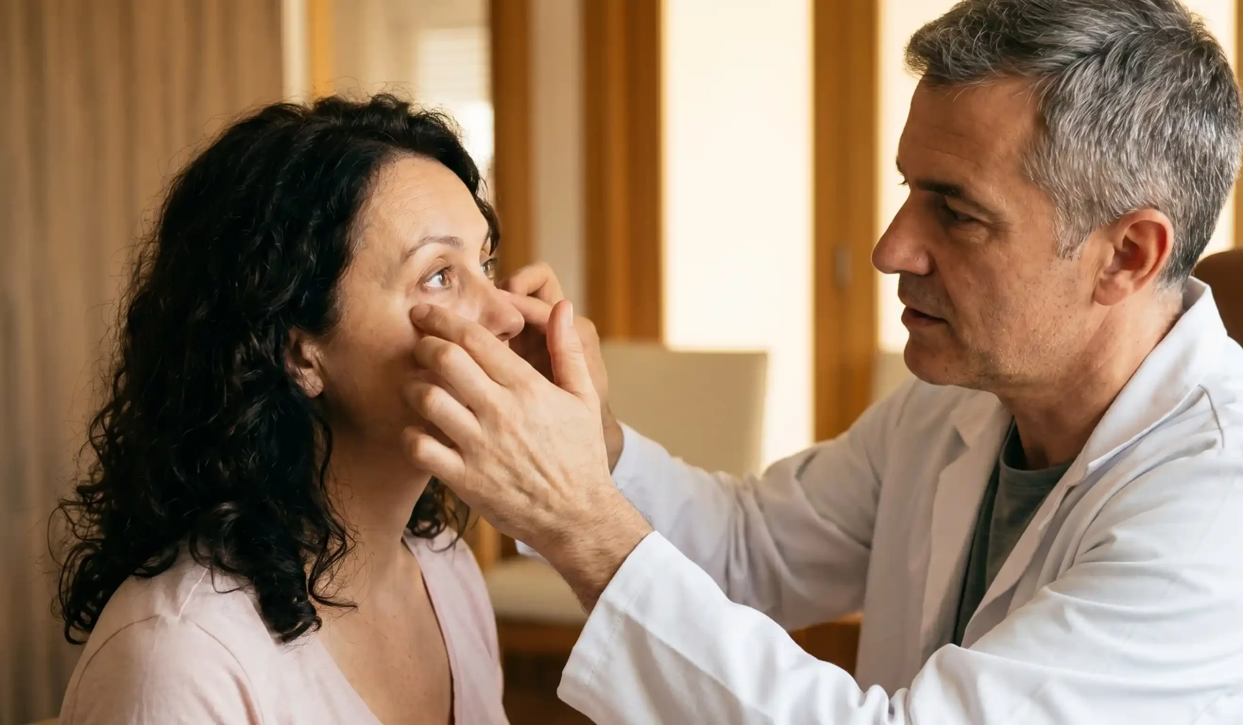 clinical under eye fat transfer examination