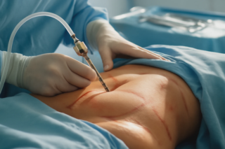 patient on the operating table during liposuction