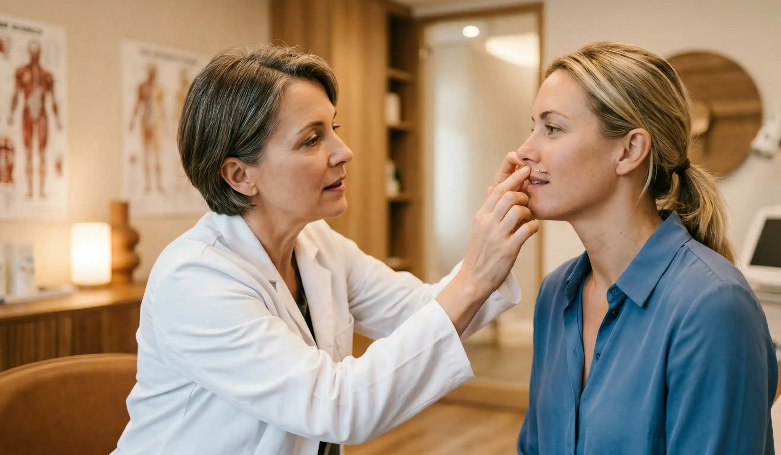 lip lift consultation doctor examining patient