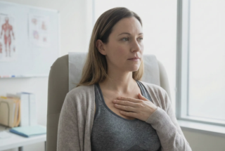 woman experiencing phantom breast pain sensation