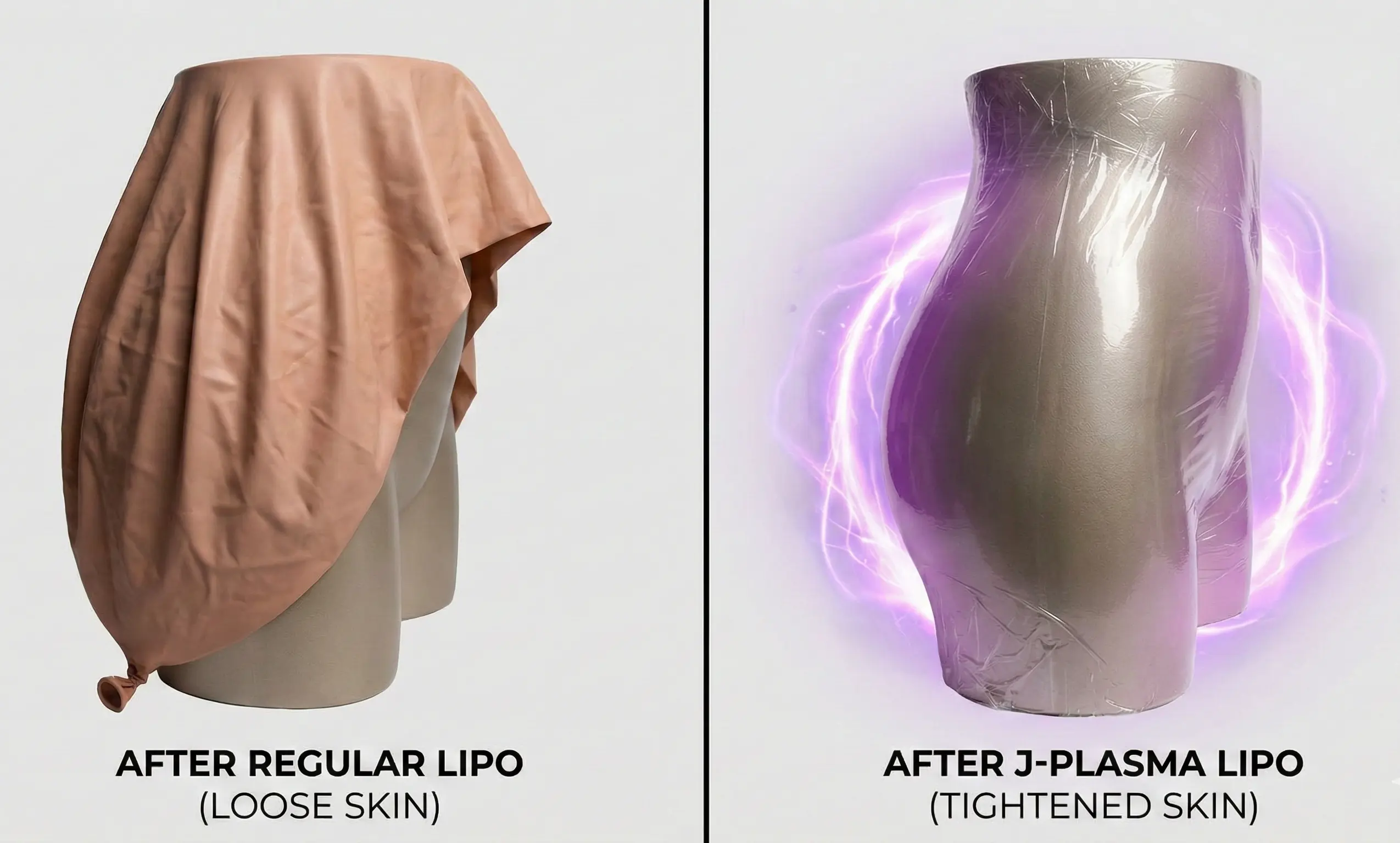 j plasma liposuction shrink wrap skin tightening effect comparison