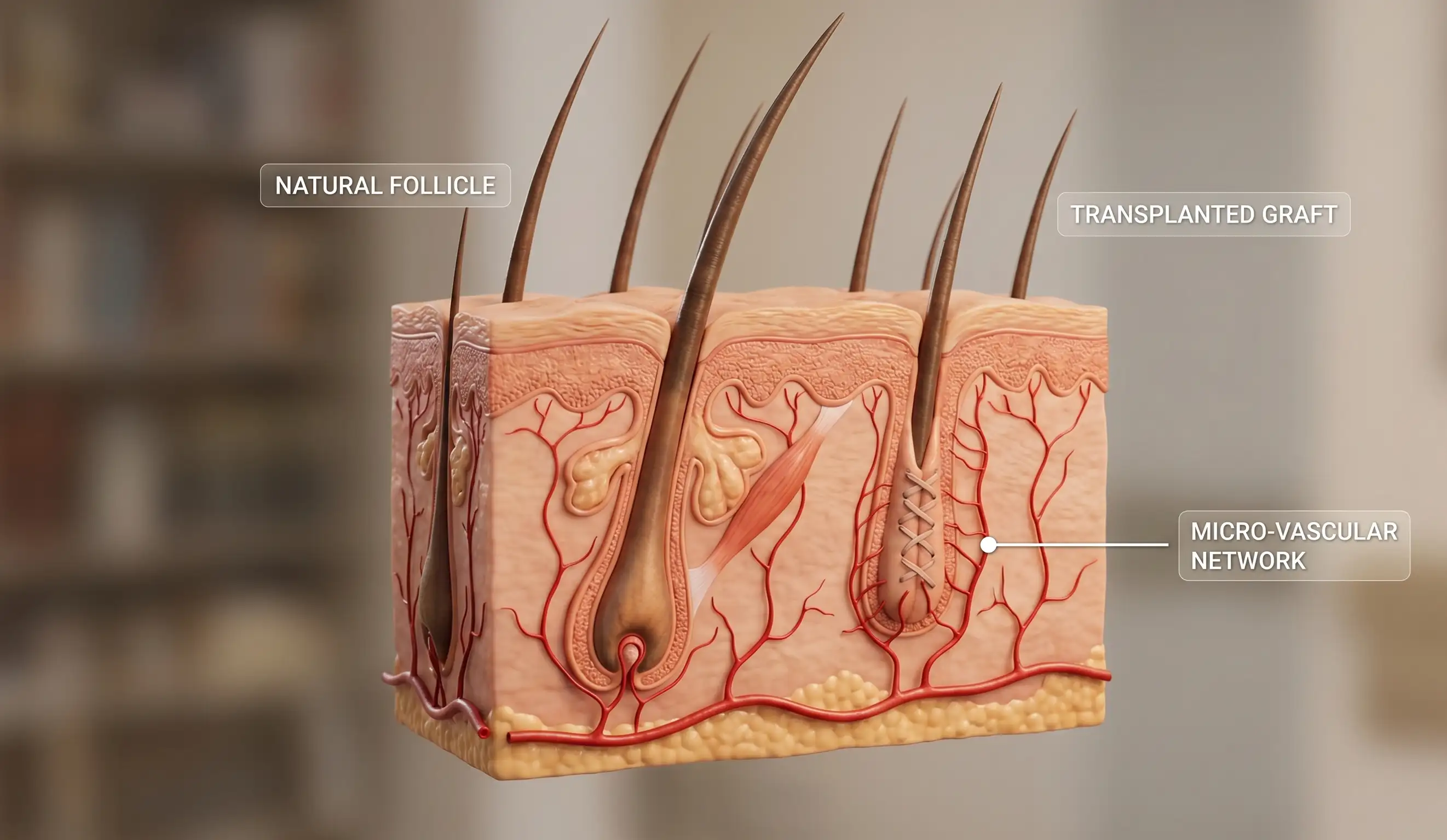 realistic 3d model scalp follicle cross section
