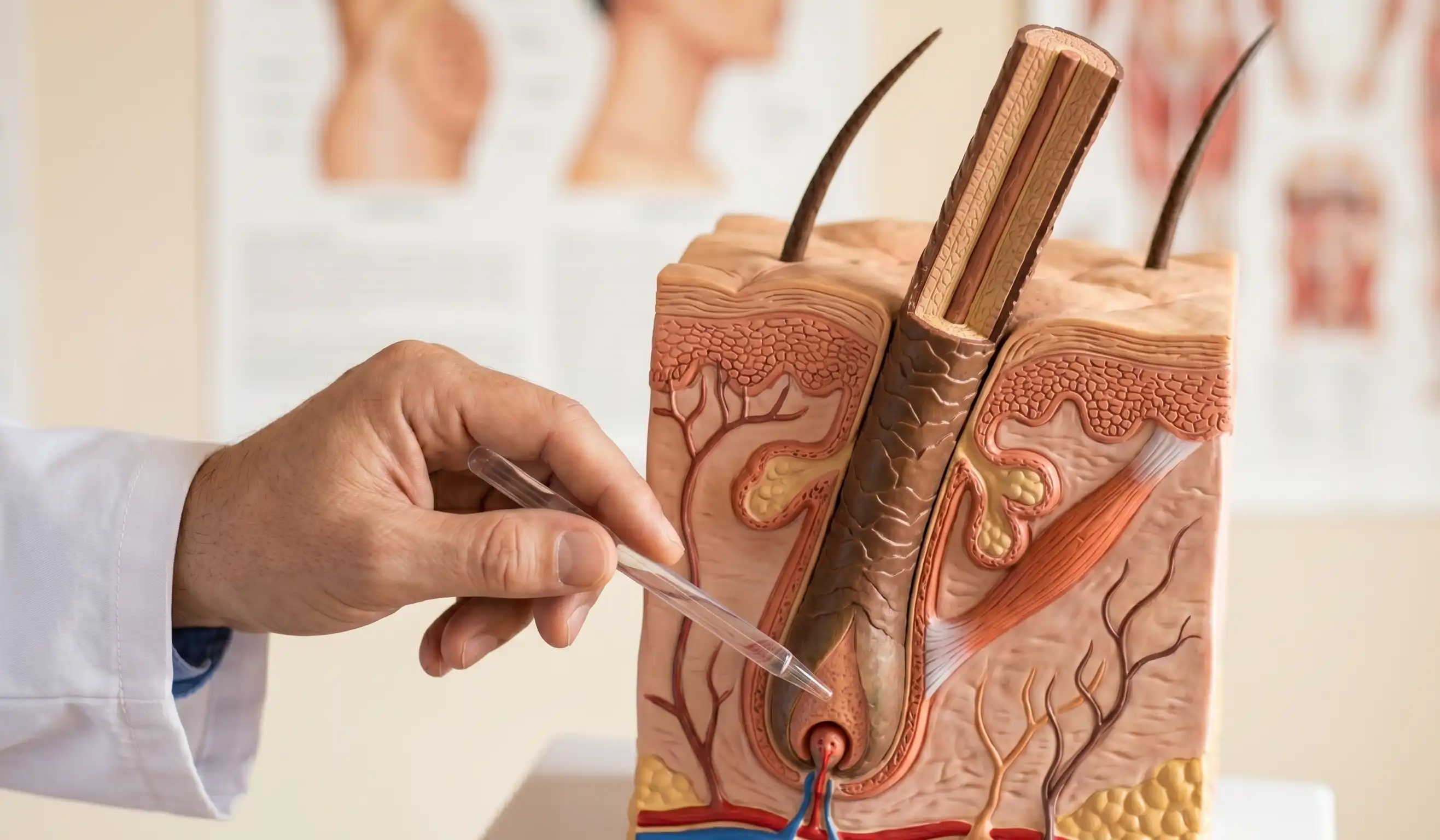 realistic 3d model of hair follicle anatomy and hair shaft