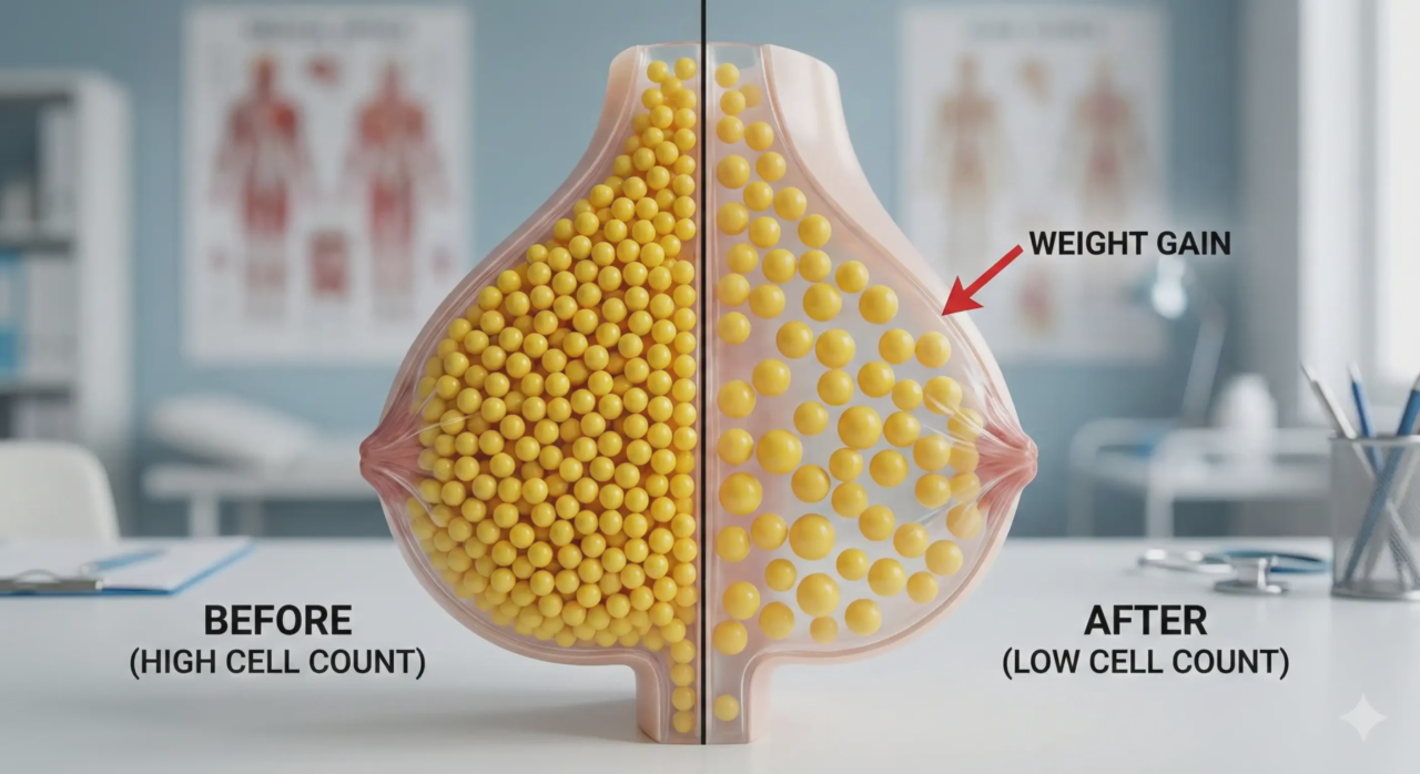 breast adipocyte count model before after weight gain