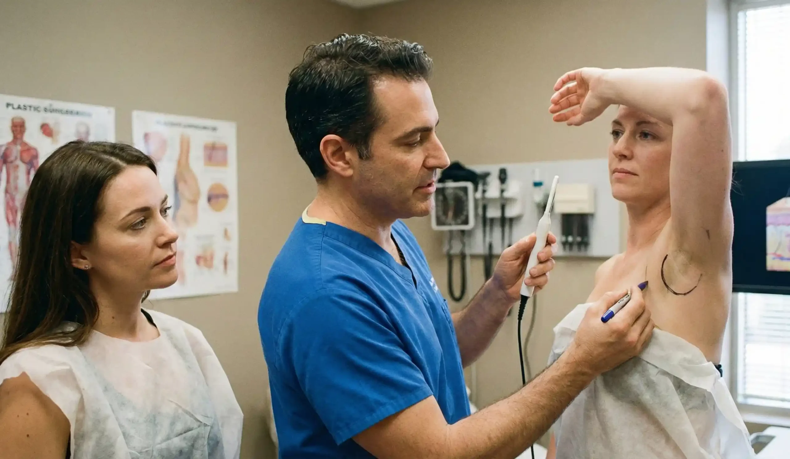 plastic surgeon marking armpit crescent incision