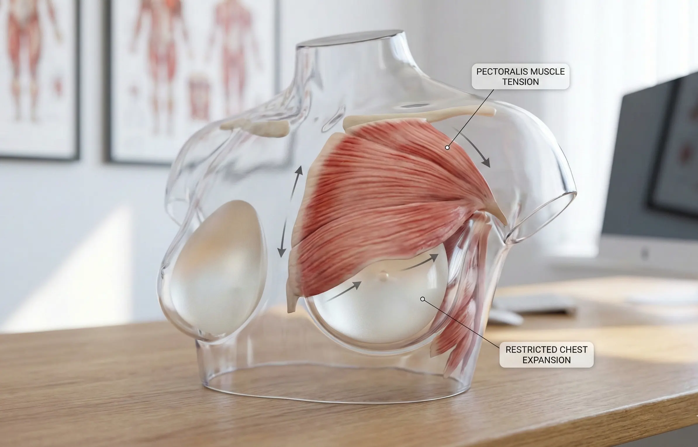 anatomical model pectoral muscle tension