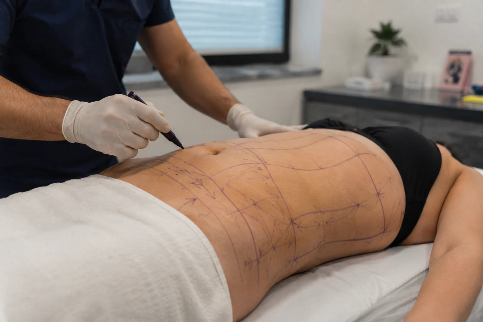 liposuction surgical marking preparation room