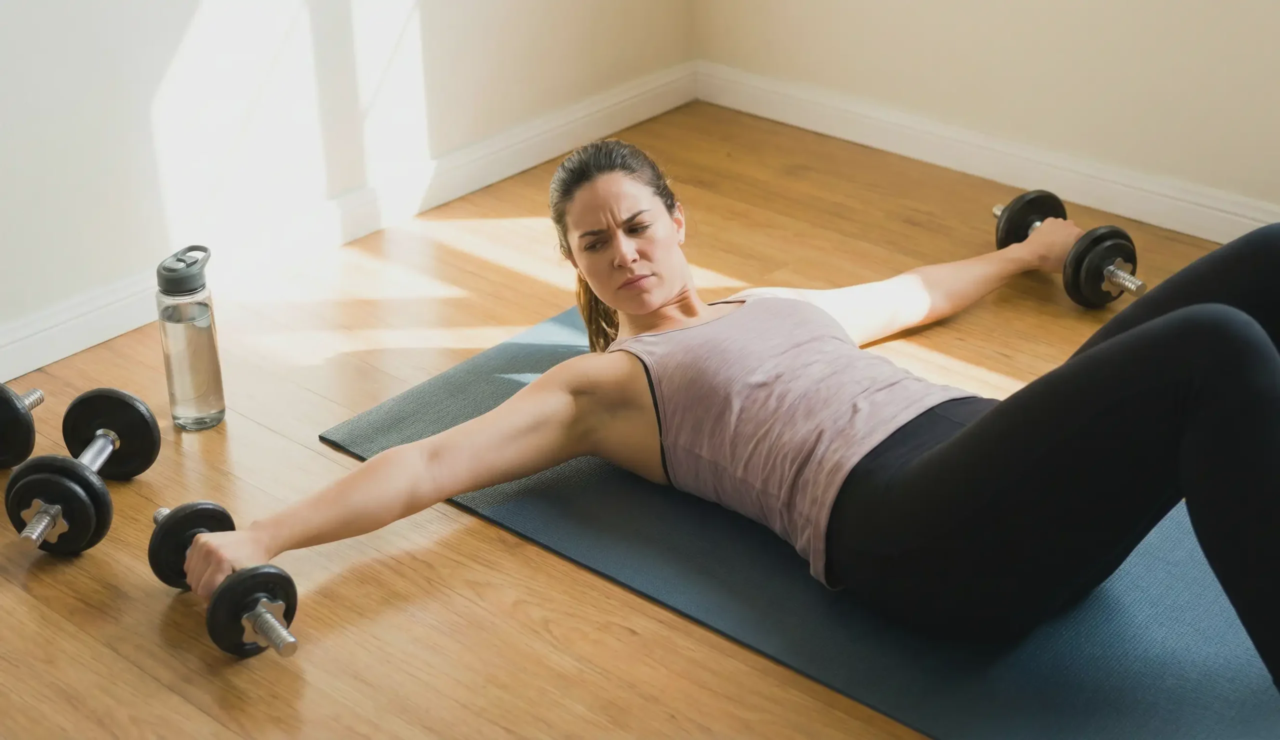 woman chest fly workout implant displacement