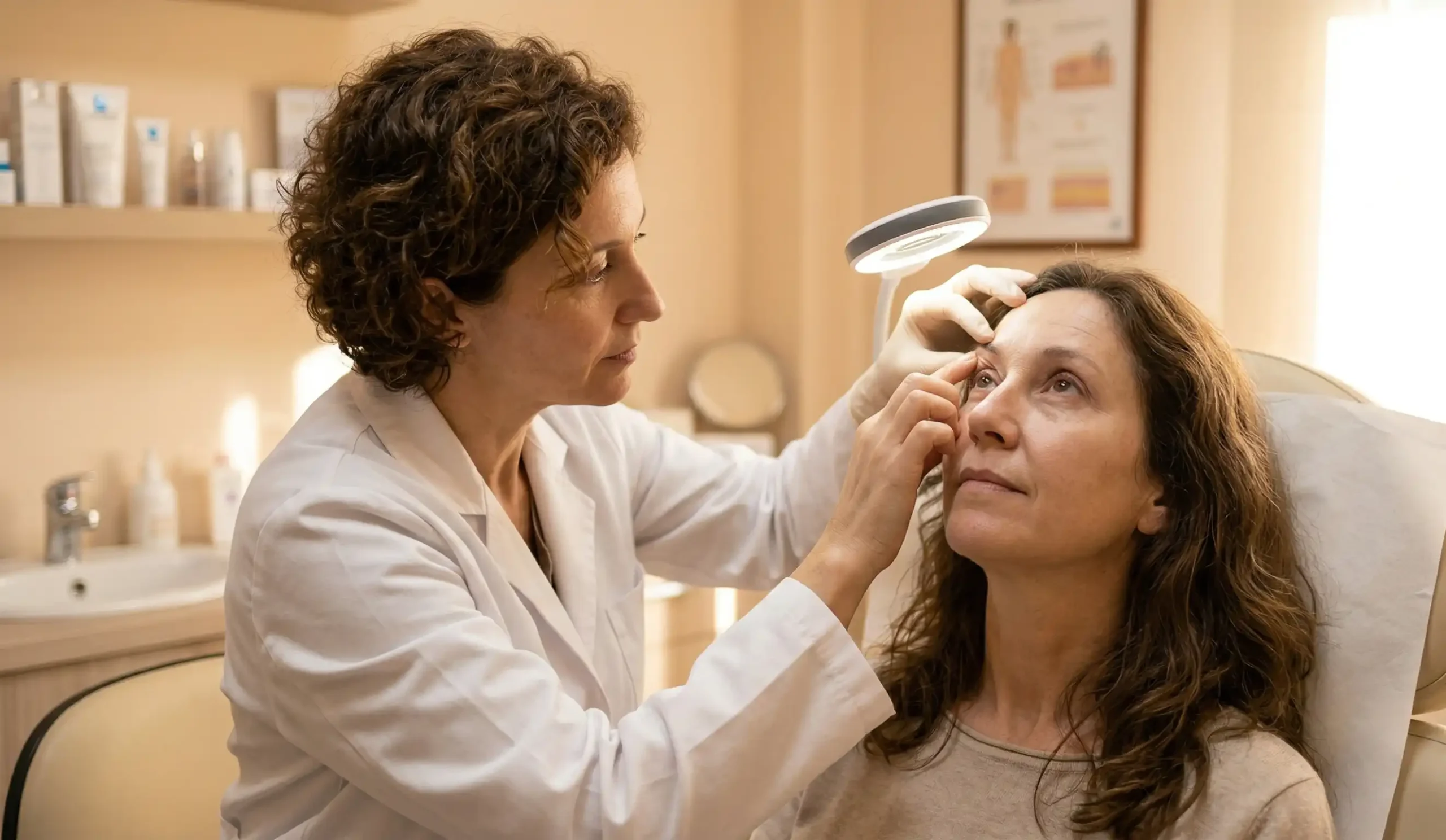 clinical examination blepharoplasty scar patient doctor