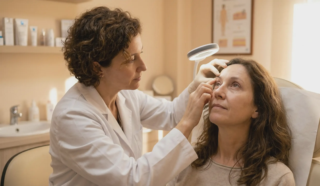 clinical examination blepharoplasty scar patient doctor