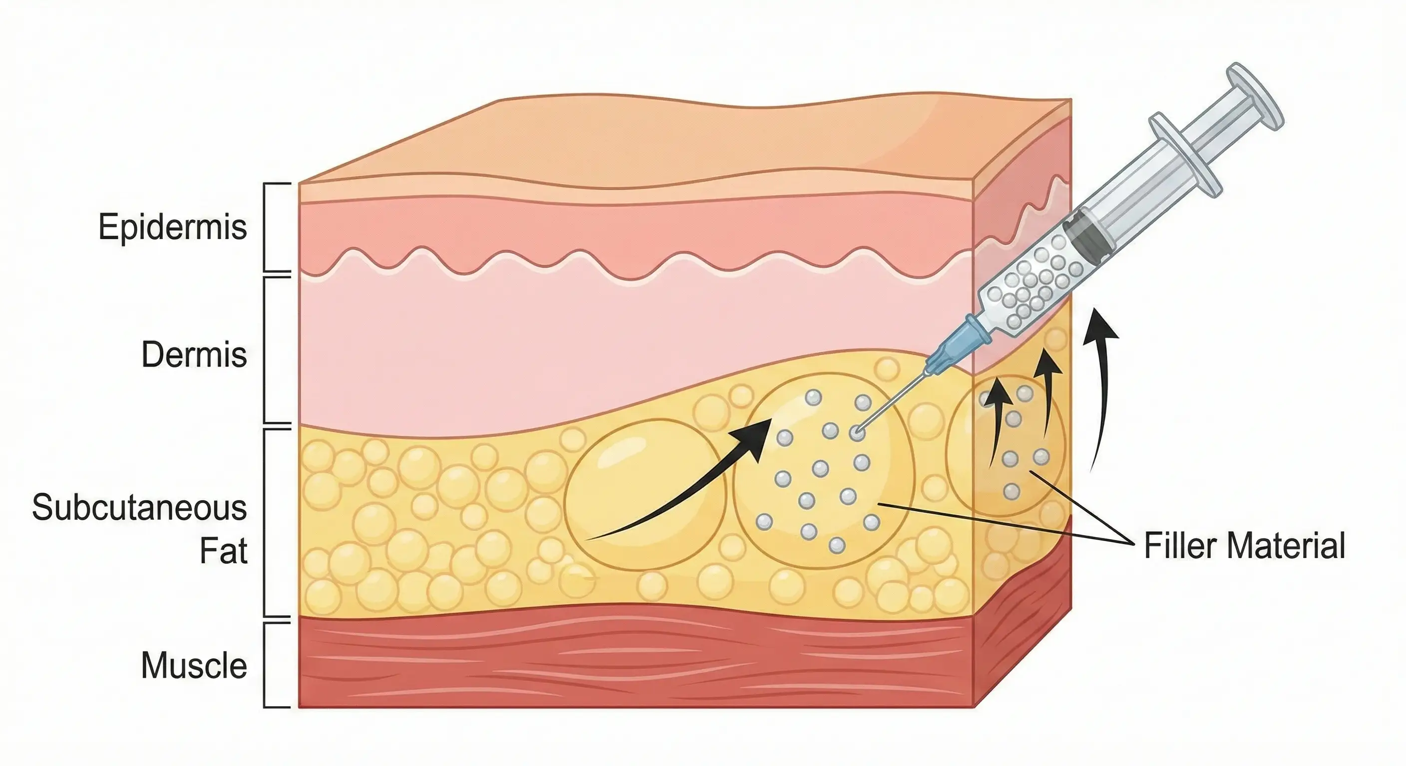 anatomical diagram bbl filler injection subcutaneous fat