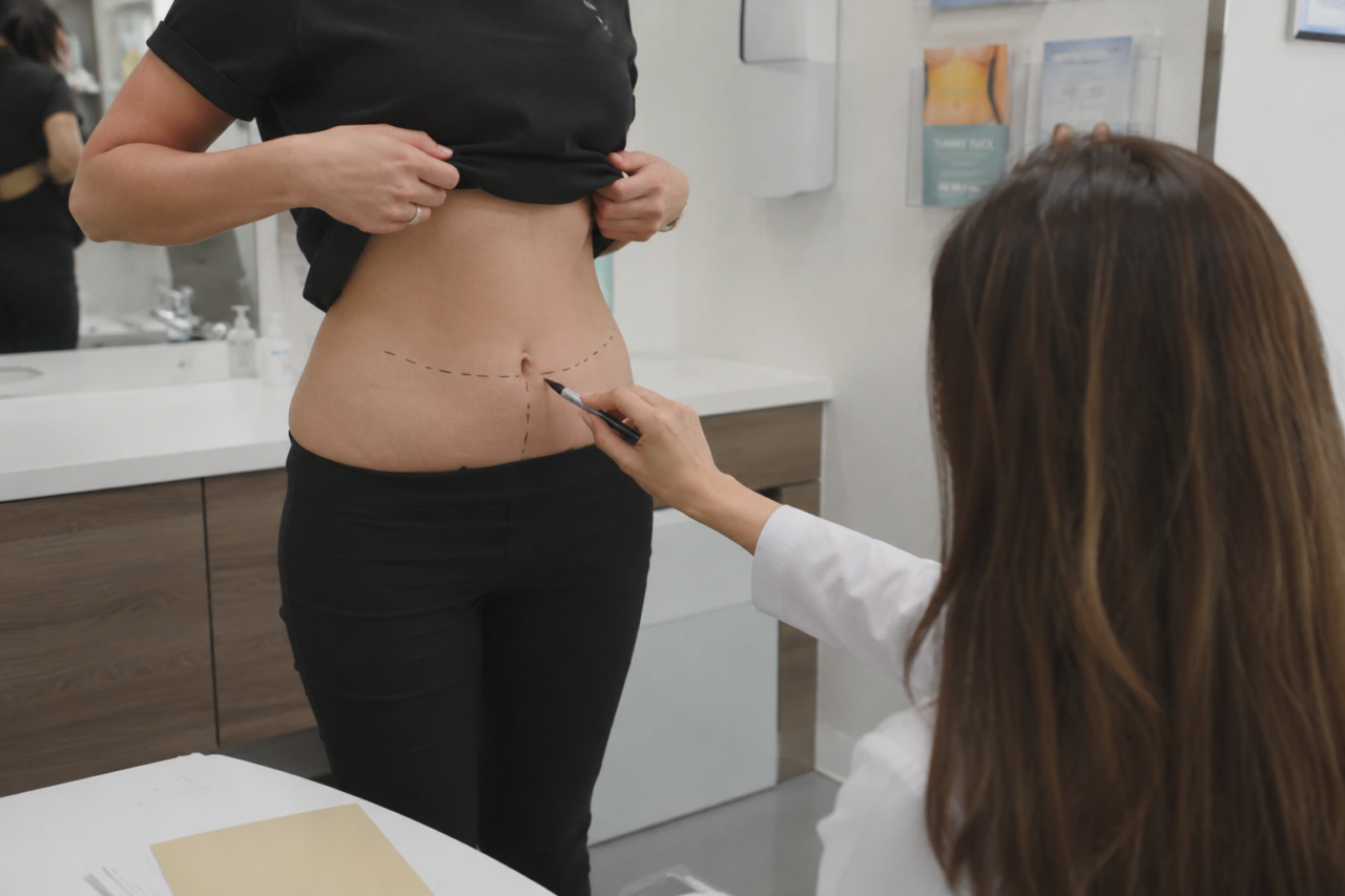 mini tummy tuck pre surgery marking