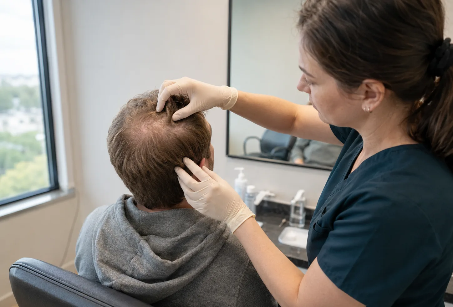 hair transplant crown hair evaluation