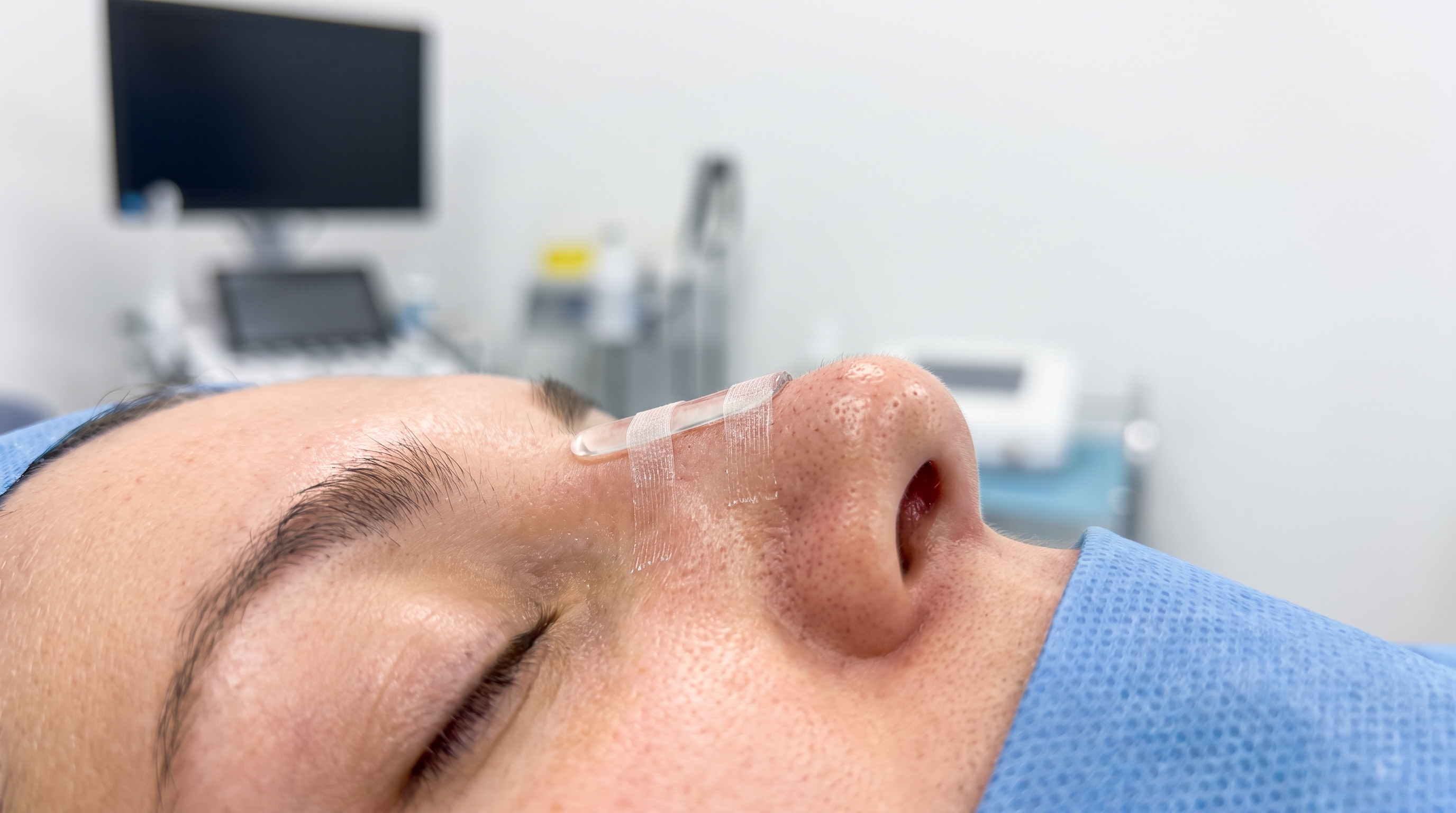 Ultrasonic piezos gently sculpt nasal bone for precise reshaping in preservation rhinoplasty.