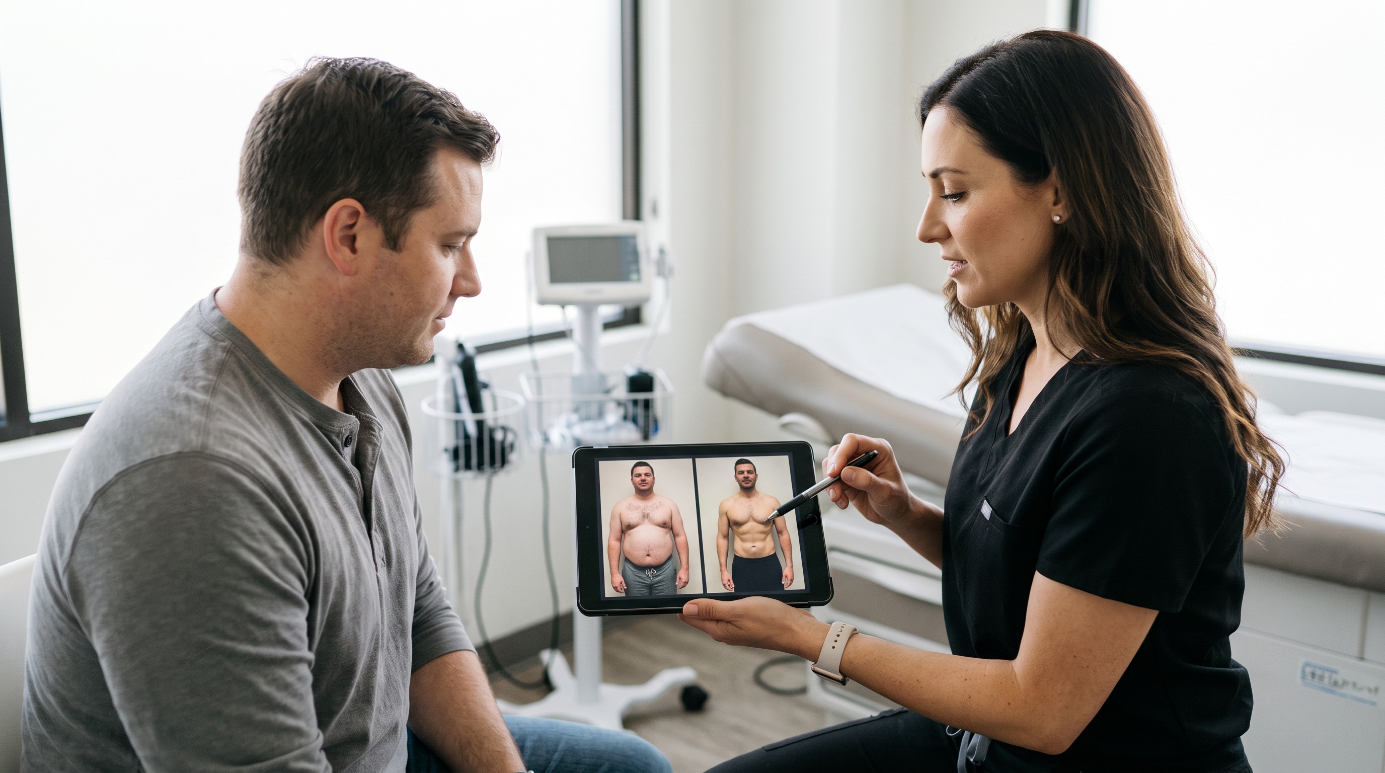 Patient showing the physical transformation and significant weight loss achieved after gastric bypass surgery.