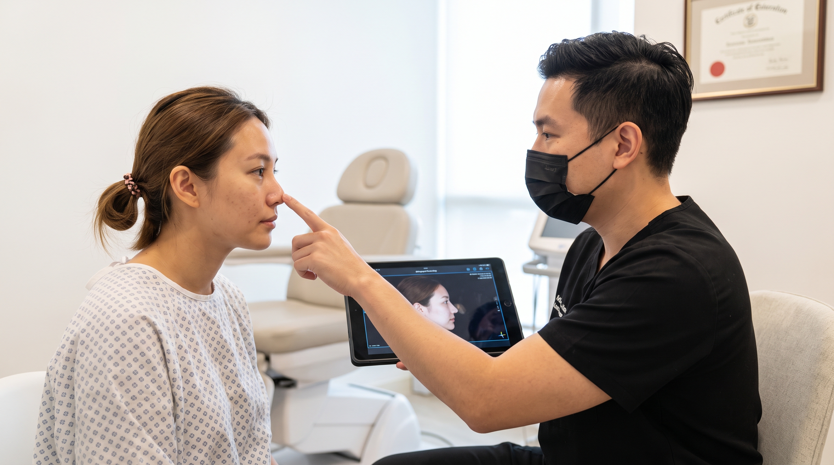 Ultrasonic rhinoplasty device precisely reshaping nasal bone structure with advanced Piezoelectric technology.