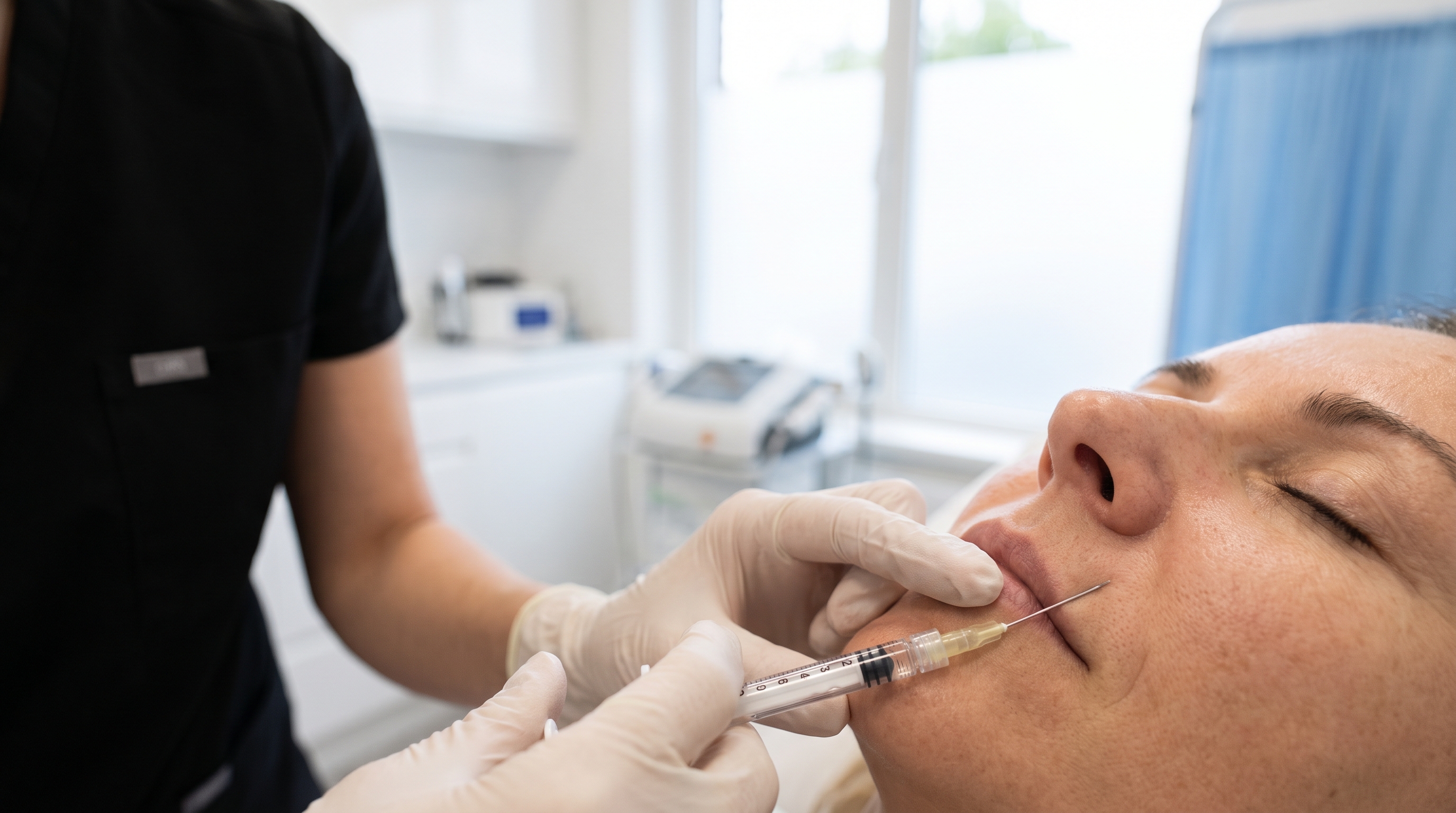 Facial contouring with dermal fillers to enhance jawline, chin, and improve overall symmetry.