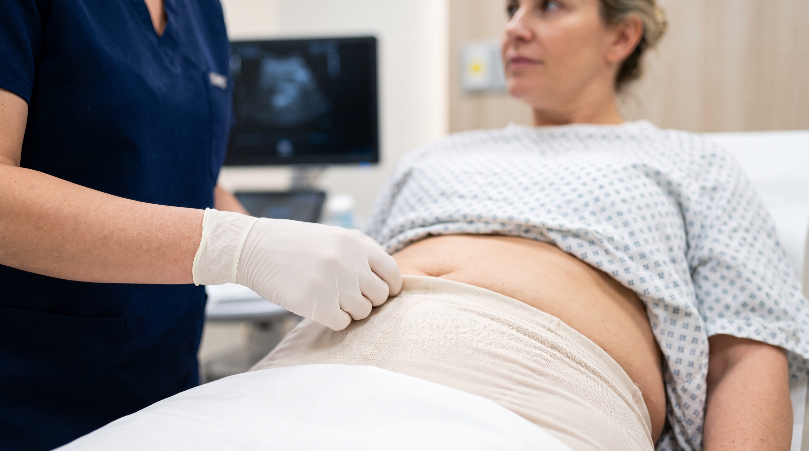 Detailed view of a surgically contoured abdomen, highlighting effective belly fat removal.