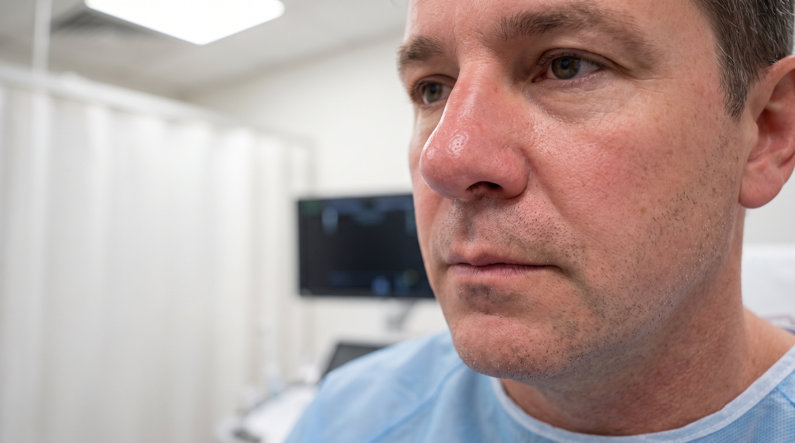 Hair transplant patient resting with an elevated head to prevent facial swelling and promote healing.