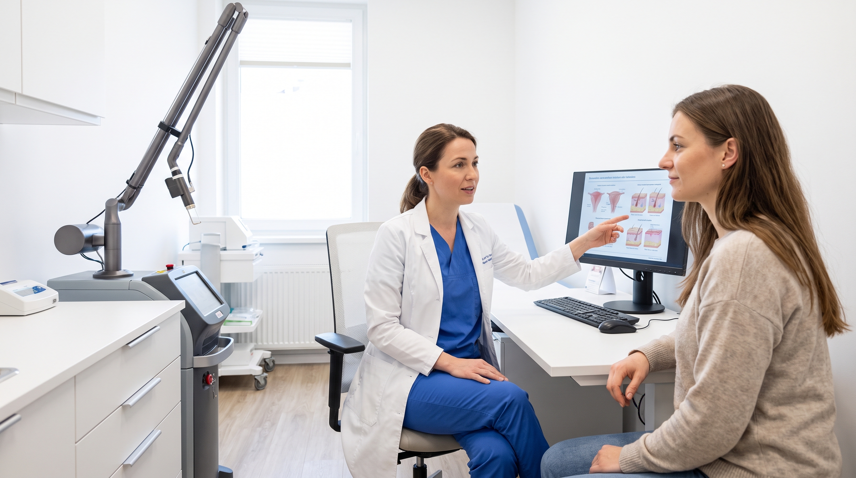 Microthermal zones created by fractional laser technology promoting collagen and new blood vessel formation in vaginal tissue.